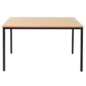 Mesa de oficina DEMI, estructura metálica y superficie en madera color negro