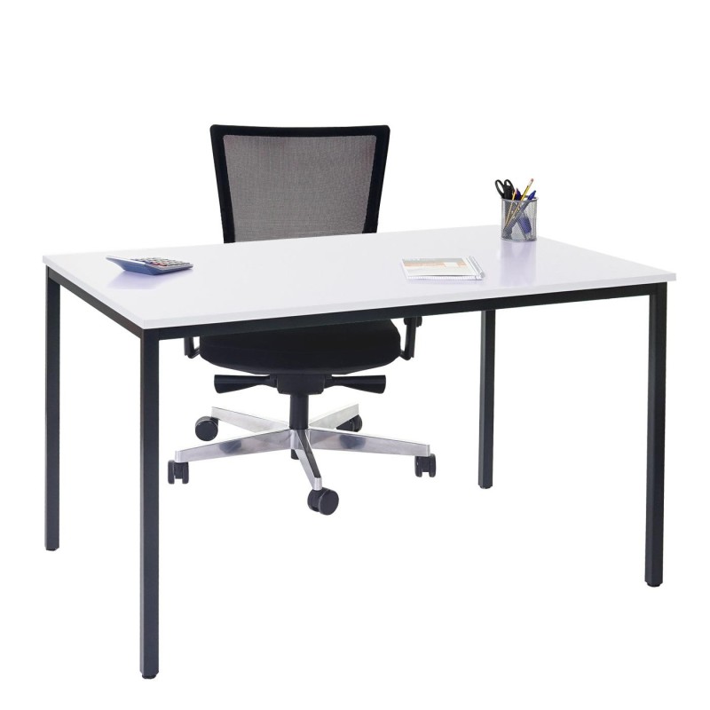 Mesa de oficina DEMI, estructura metálica y superficie en madera color negro