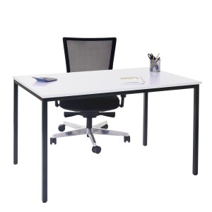 Mesa de oficina DEMI, estructura metálica y superficie en madera color negro