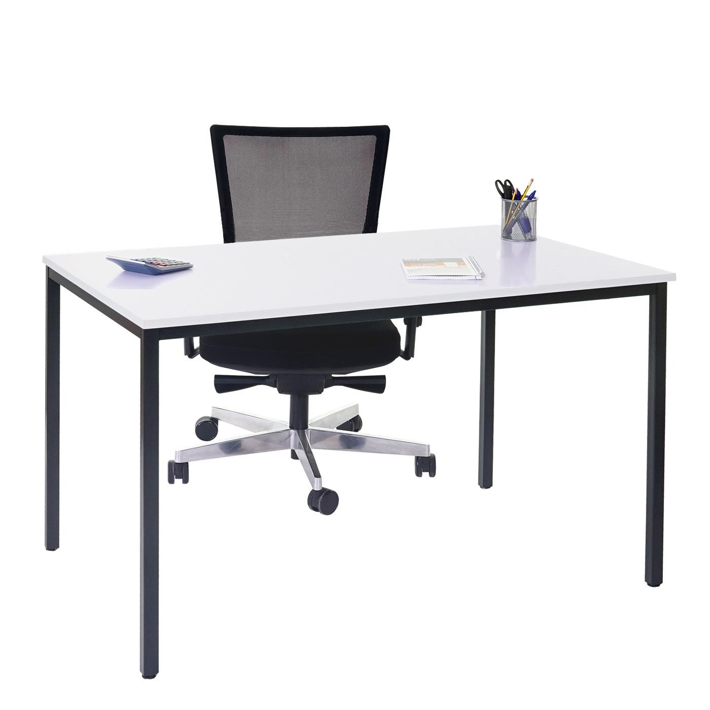 Mesa de oficina DEMI, dimensiones 120x80x74,5 cm, Estructura Metálica y Superficie en Madera Color Negro