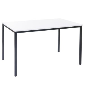 Mesa de oficina DEMI, estructura metálica y superficie en madera color negro