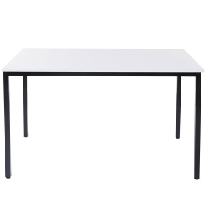 Mesa de oficina DEMI, estructura metálica y superficie en madera color negro