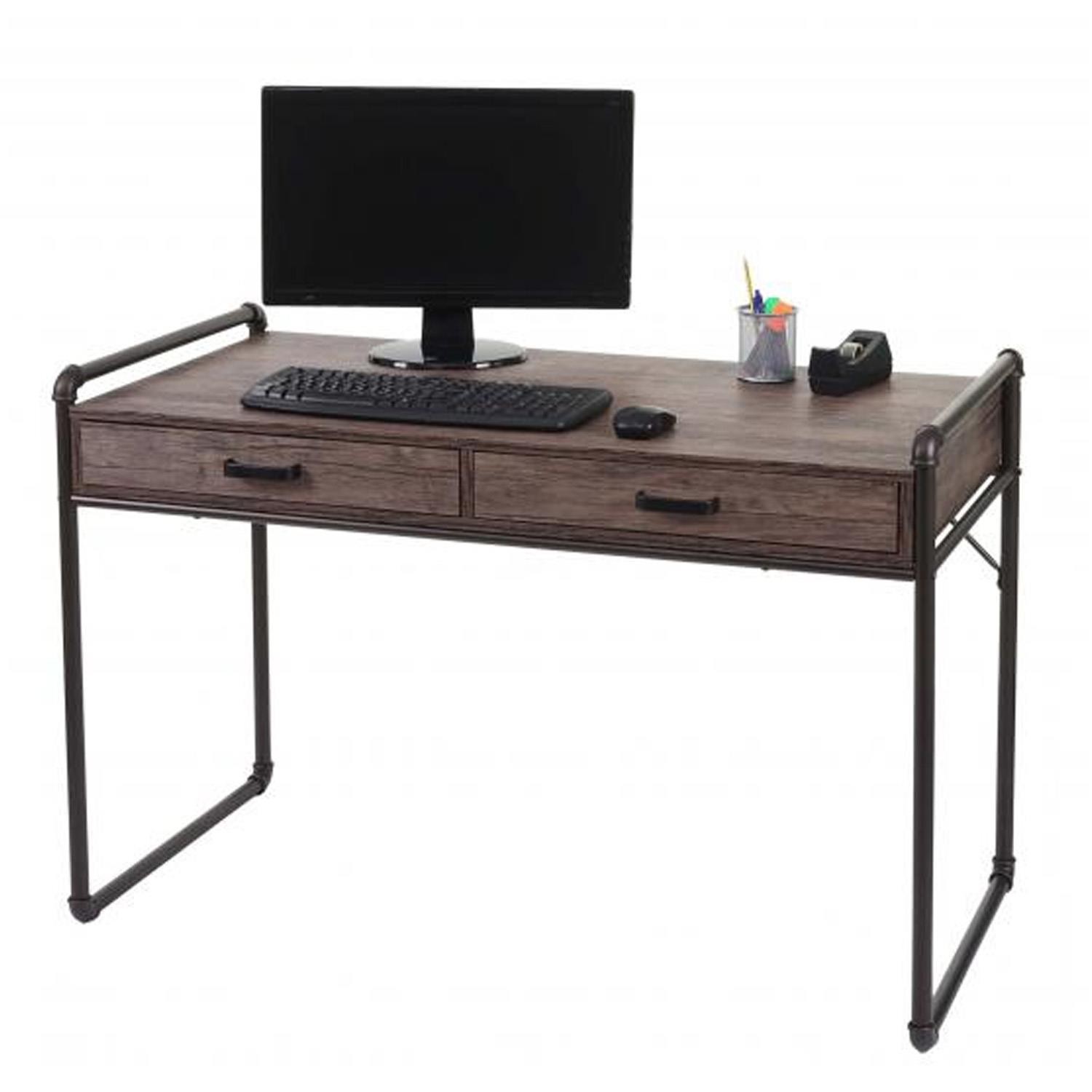 Mesa para Ordenador ZENIT, 120x70x75 cm, en Metal y Madera, color Marrón