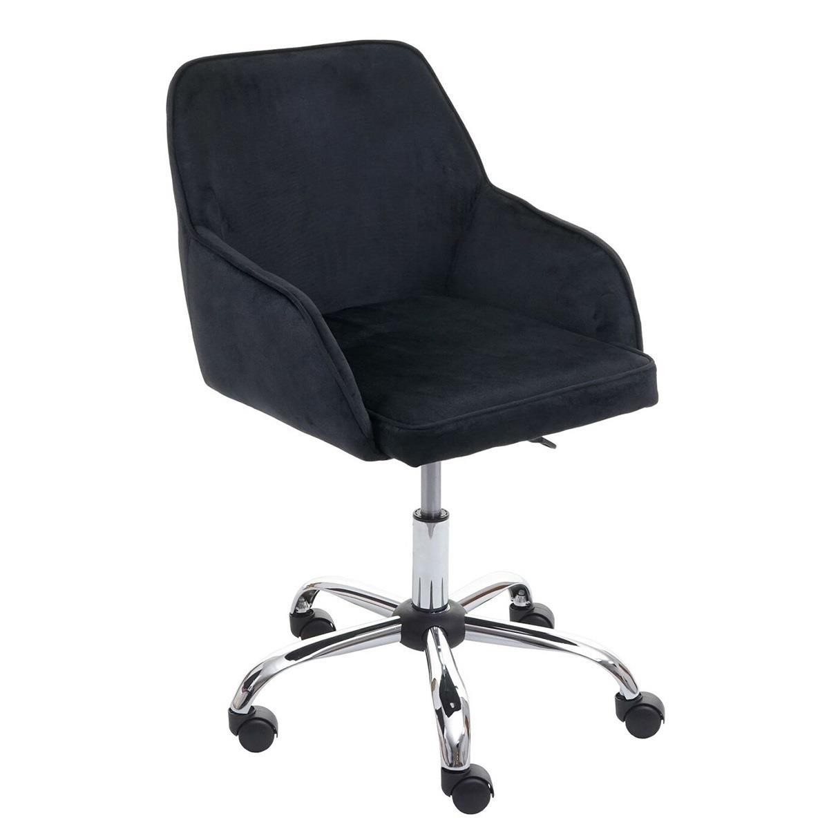 Silla de Oficina LINDA, Exclusivo Diseño, Base Metálica, en Terciopelo color Negro