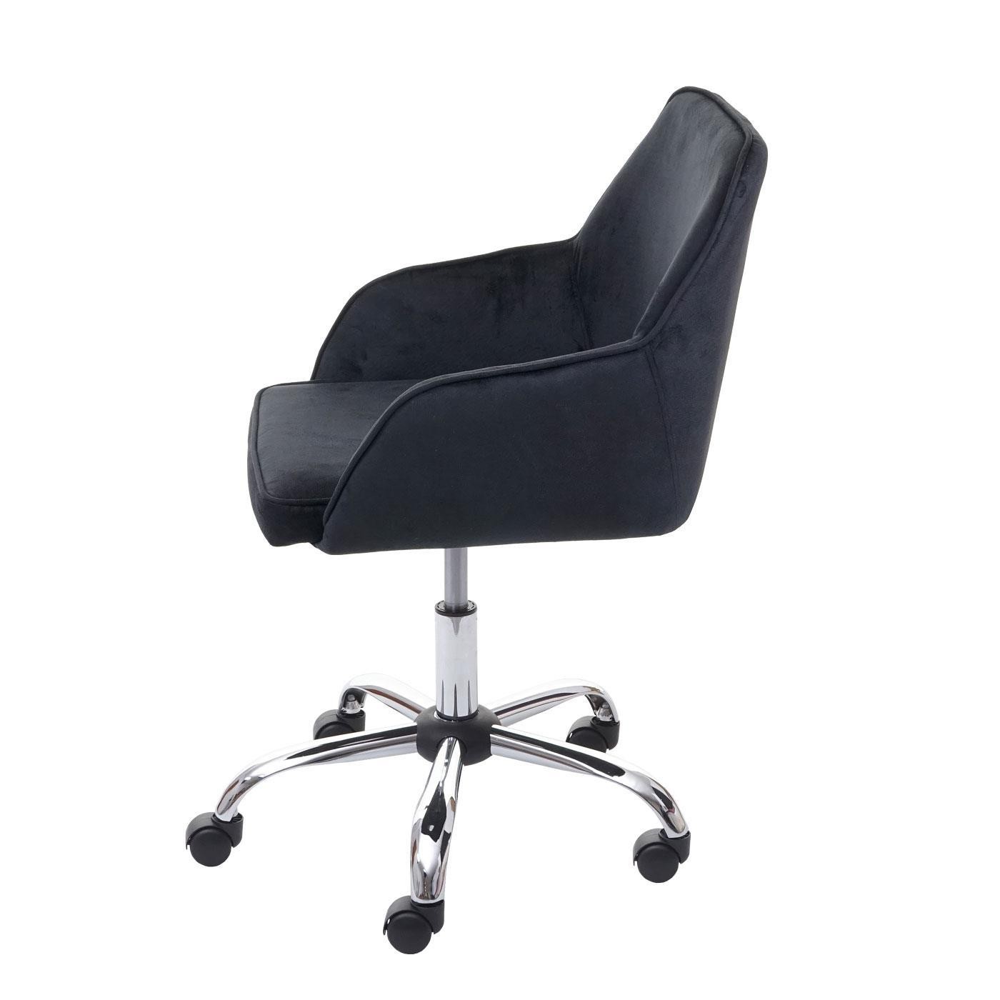 Silla de Oficina LINDA, Exclusivo Diseño, Base Metálica, en Terciopelo color Negro