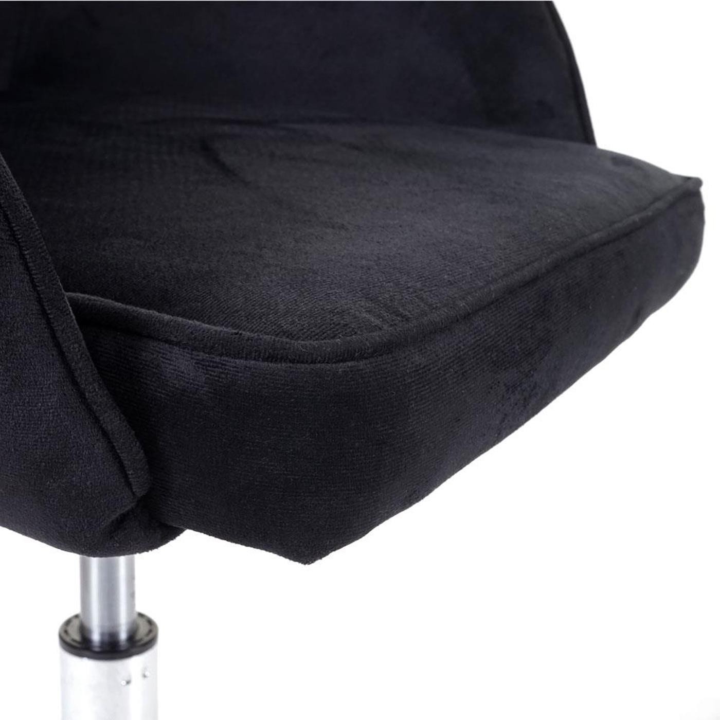 Silla de Oficina LINDA, Exclusivo Diseño, Base Metálica, en Terciopelo color Negro