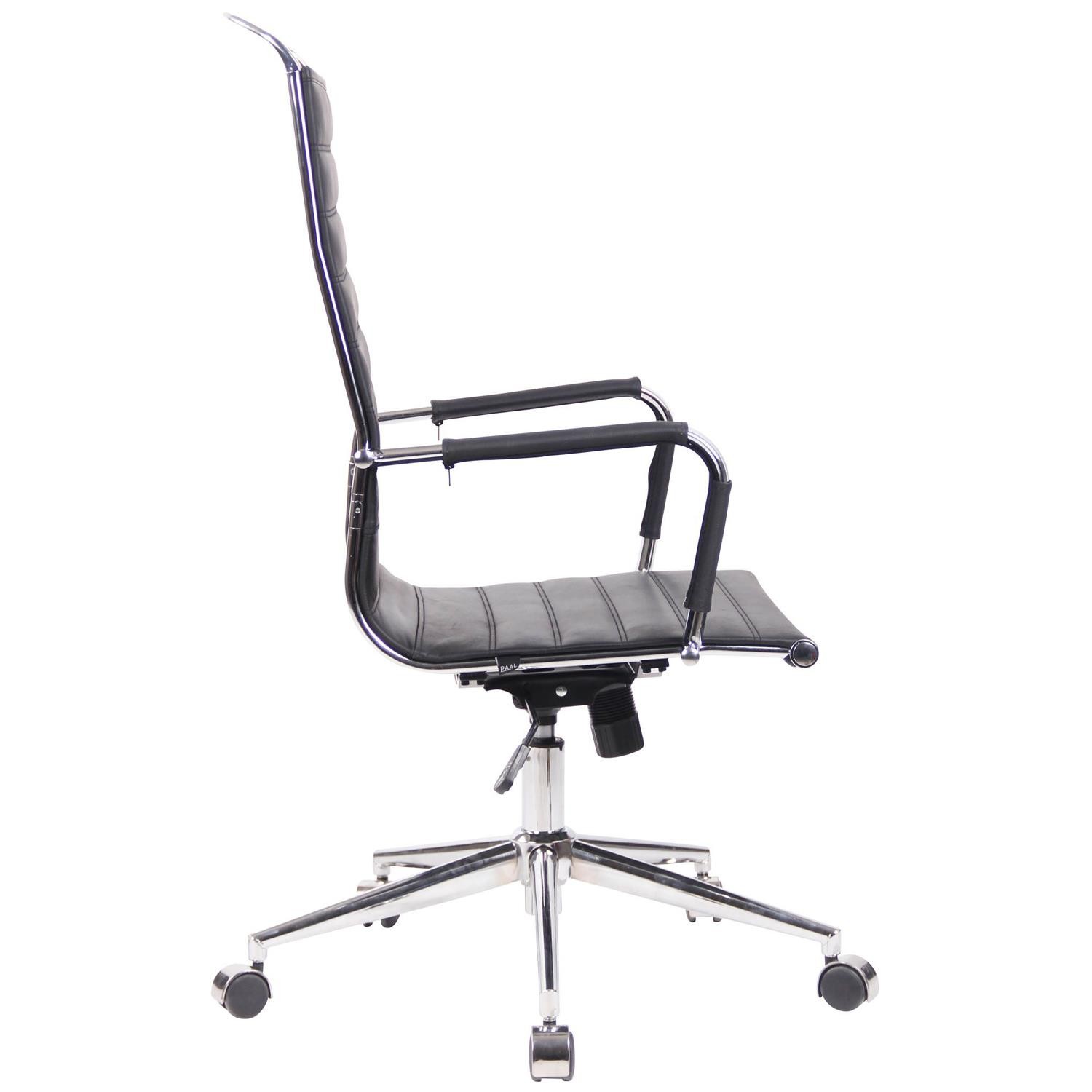 Silla de Oficina BRANES PIEL REAL, Base Metálica, Diseño con Elegantes Costuras, color Negro