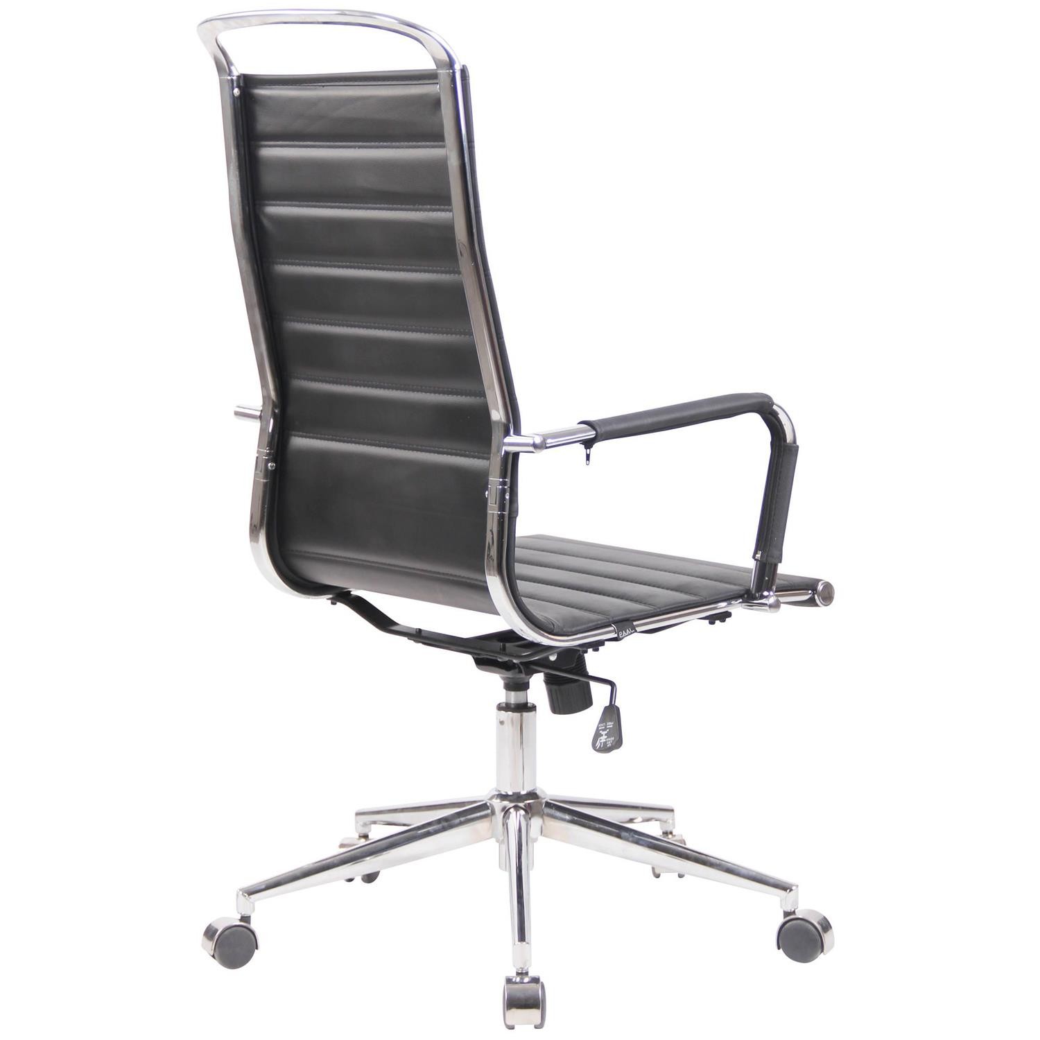 Silla de Oficina BRANES PIEL REAL, Base Metálica, Diseño con Elegantes Costuras, color Negro