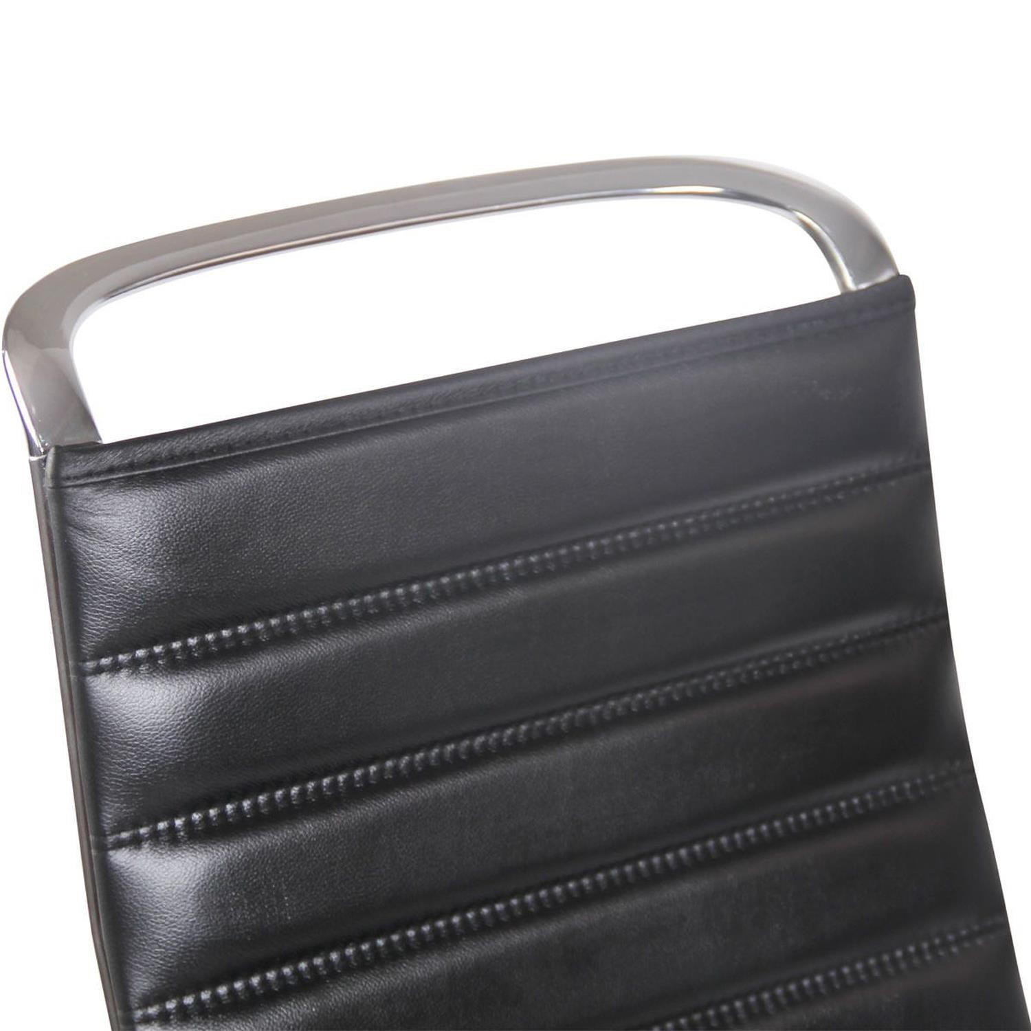 Silla de Oficina BRANES PIEL REAL, Base Metálica, Diseño con Elegantes Costuras, color Negro