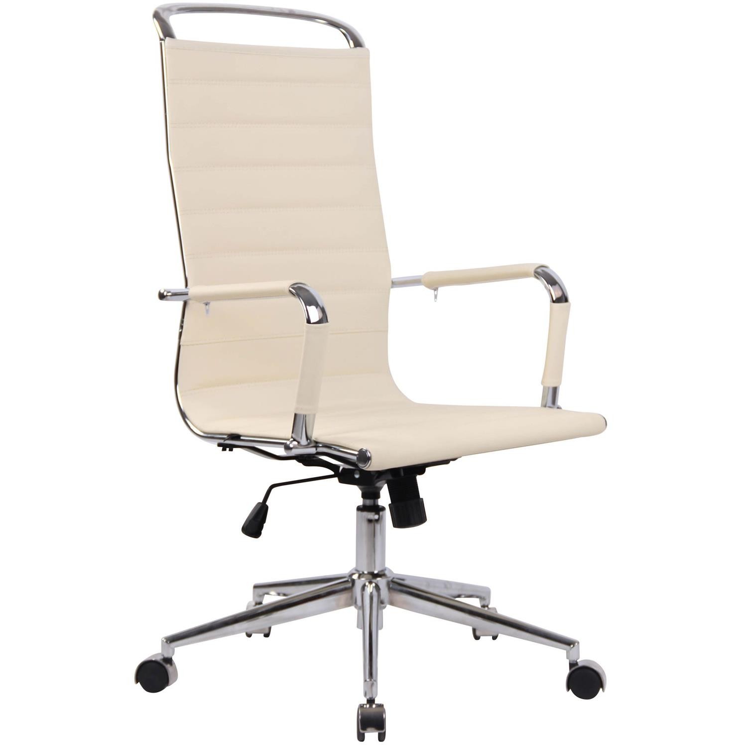 Silla de Oficina BRANES PIEL REAL, Base Metálica, Diseño con Elegantes Costuras, color Negro