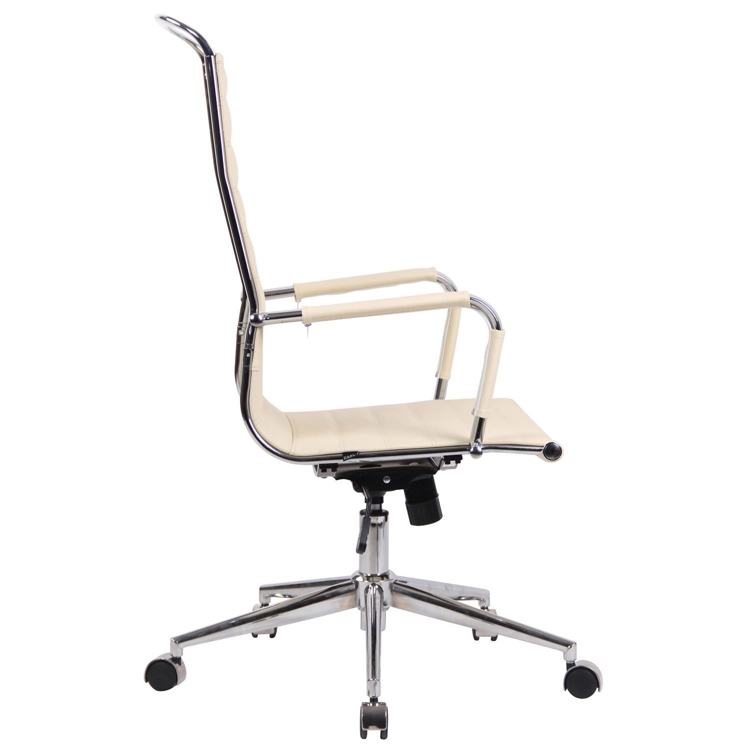 Silla de Oficina BRANES PIEL REAL, Base Metálica, Diseño con Elegantes Costuras, color Negro