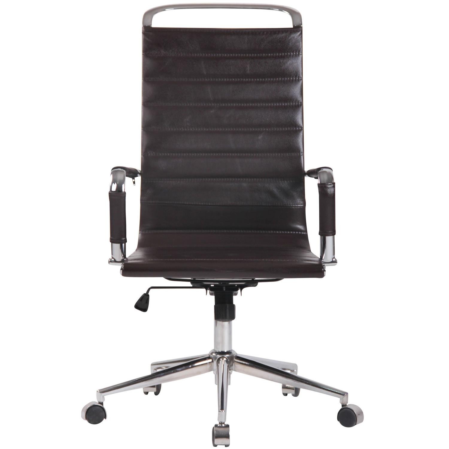 Silla de Oficina BRANES PIEL REAL, Base Metálica, Diseño con Elegantes Costuras, color Negro