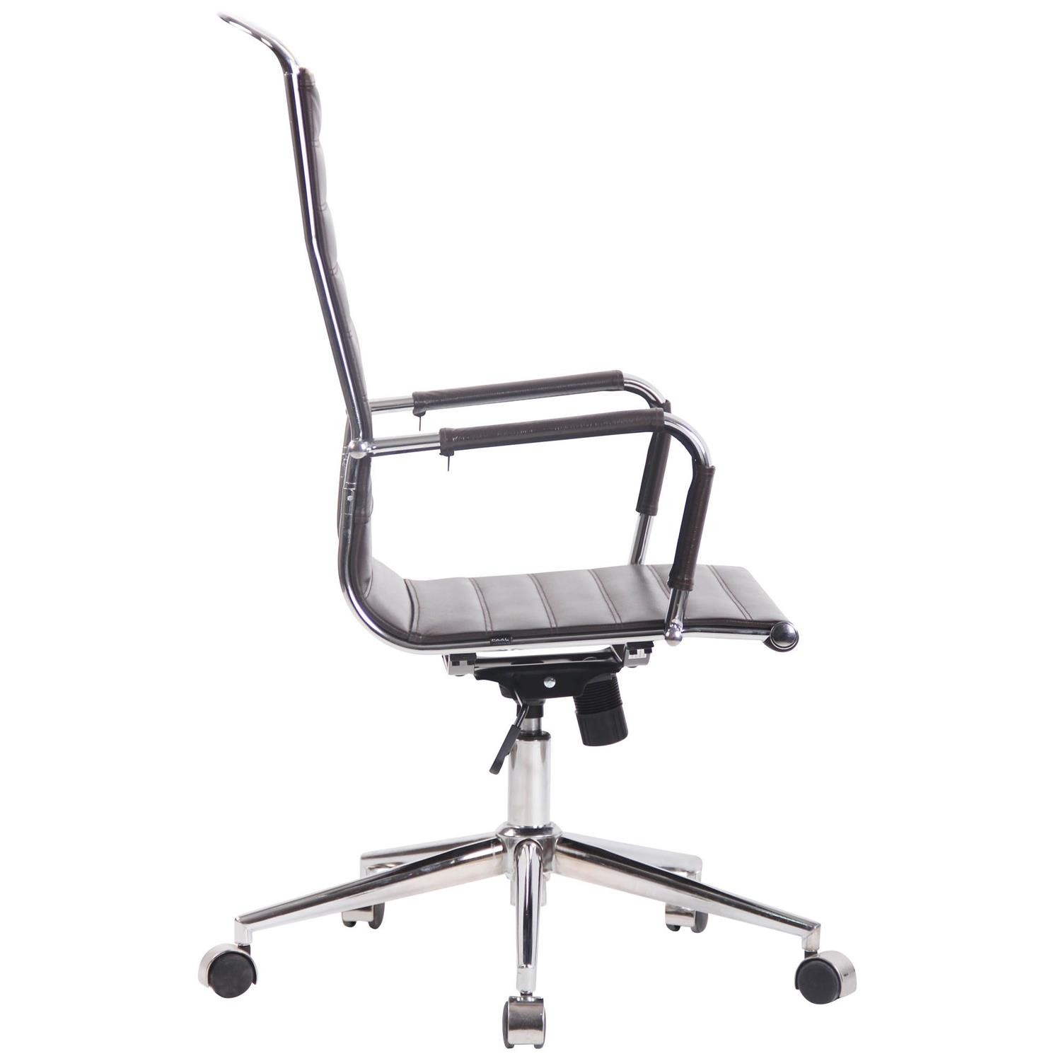 Silla de Oficina BRANES PIEL REAL, Base Metálica, Diseño con Elegantes Costuras, color Negro