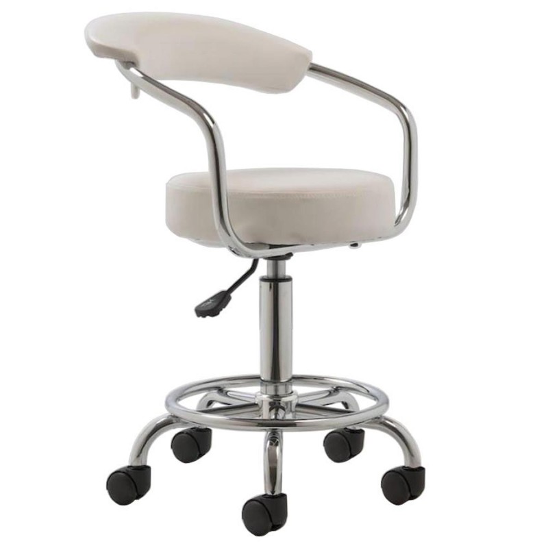 Taburete de Trabajo en Piel color Blanco