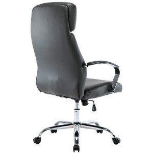 Sillón de oficina RONDA, base y brazos metálicos, piel negra
