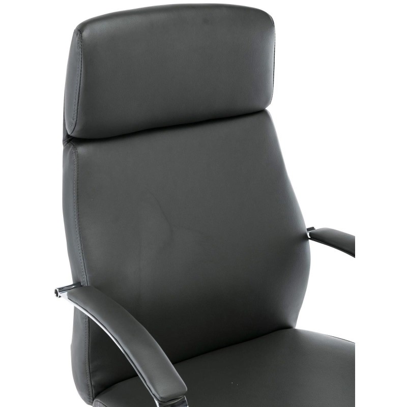 Sillón de oficina RONDA, base y brazos metálicos, piel negra