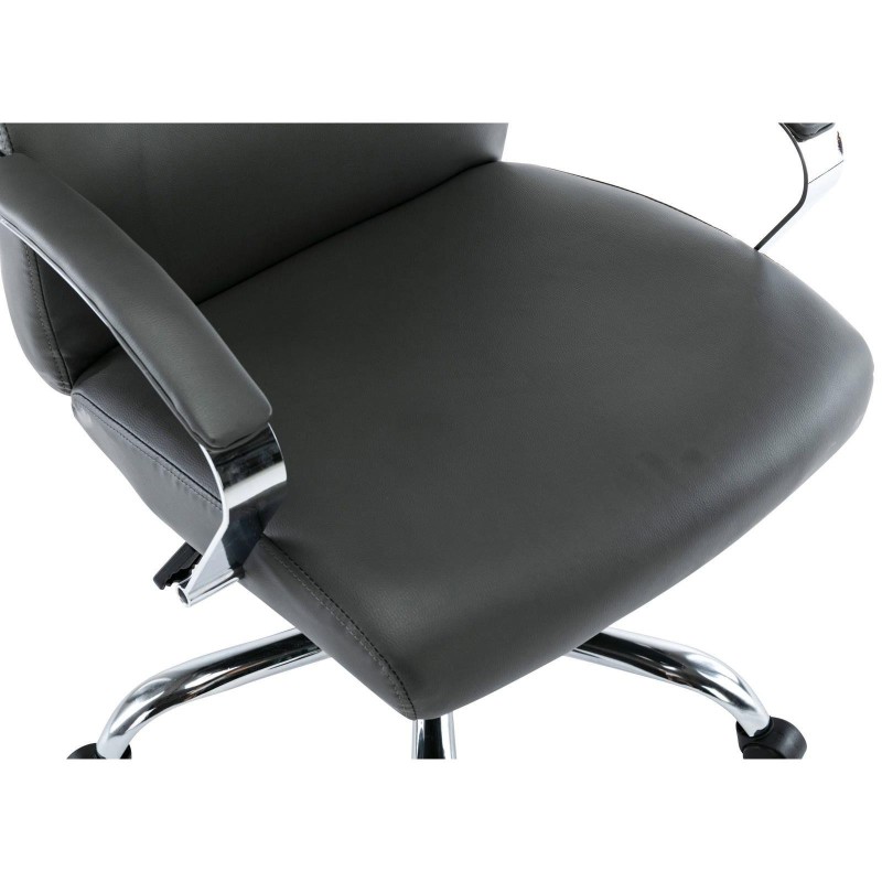 Sillón de oficina RONDA, base y brazos metálicos, piel negra