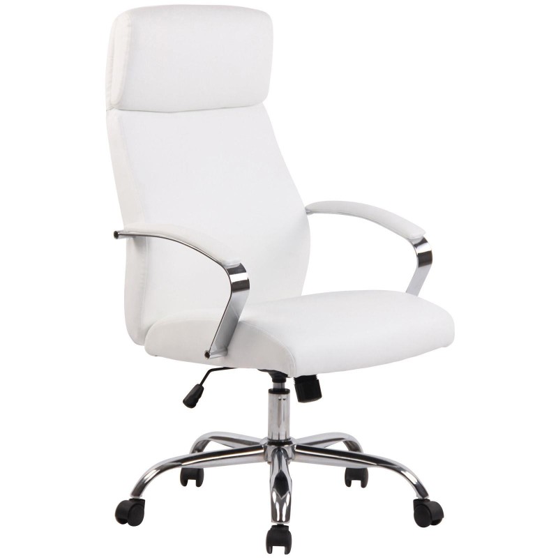 Sillón de oficina RONDA, base y brazos metálicos, piel negra