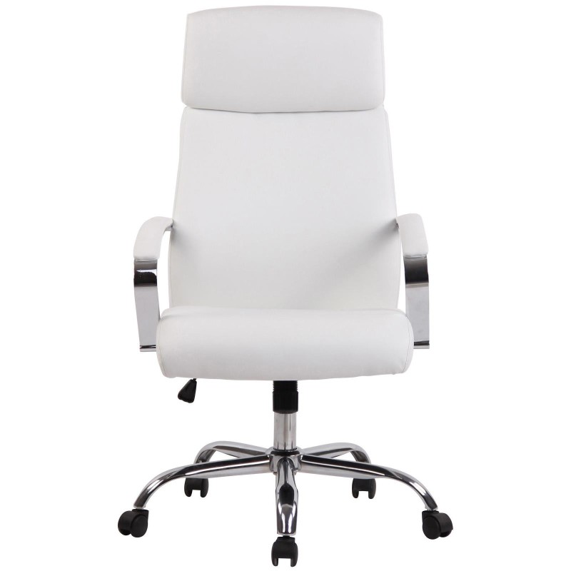 Sillón de oficina RONDA, base y brazos metálicos, piel negra