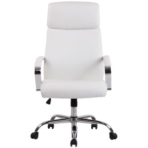 Sillón de oficina RONDA, base y brazos metálicos, piel negra