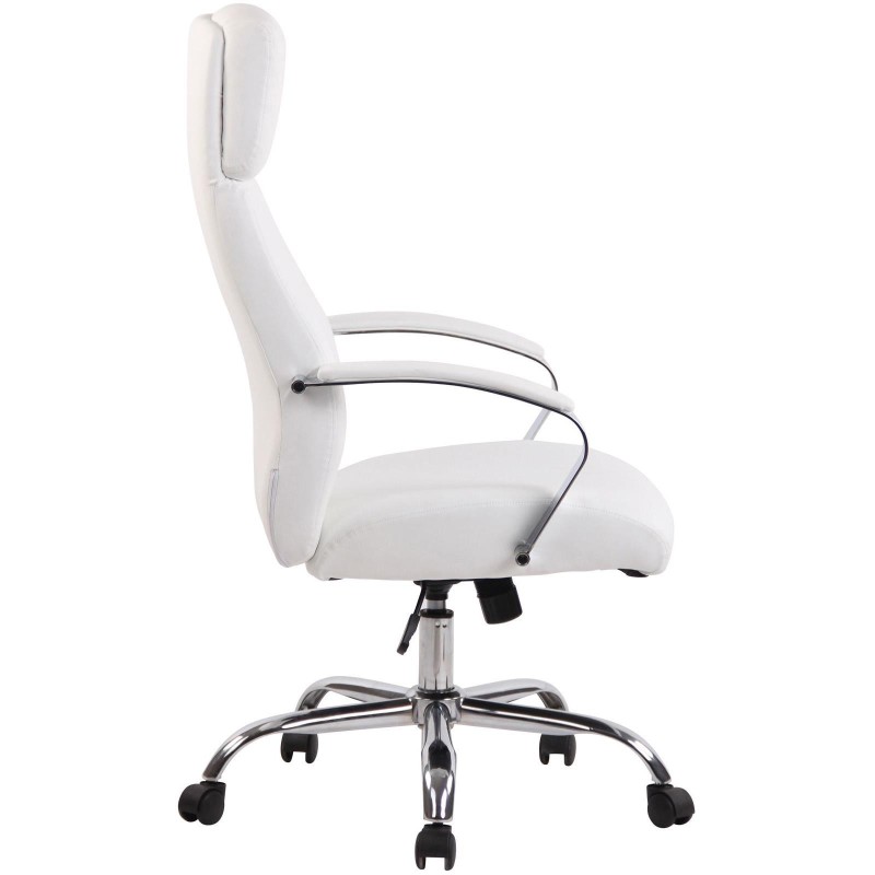 Sillón de oficina RONDA, base y brazos metálicos, piel negra