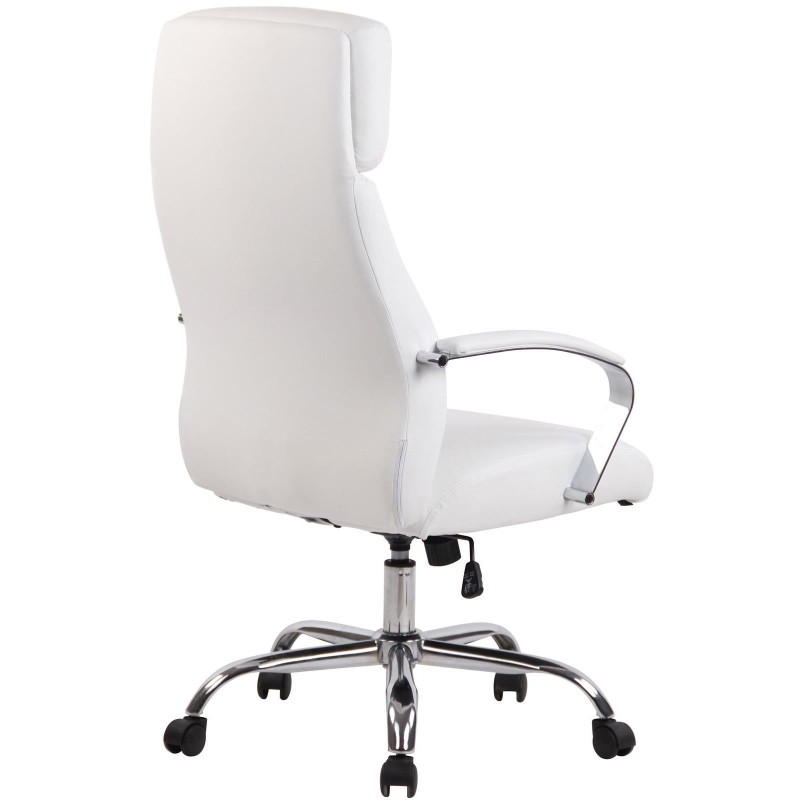 Sillón de oficina RONDA, base y brazos metálicos, piel negra