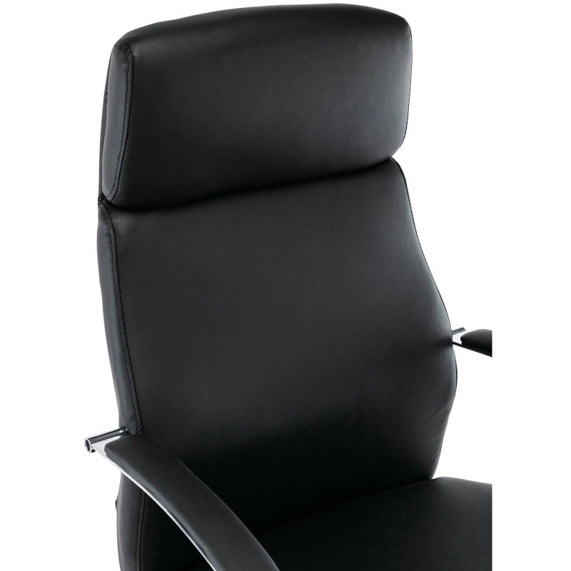 Sillón de oficina RONDA, base y brazos metálicos, piel negra
