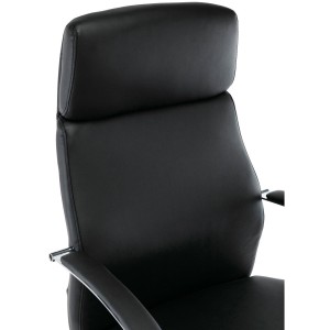Sillón de oficina RONDA, base y brazos metálicos, piel negra
