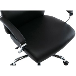 Sillón de oficina RONDA, base y brazos metálicos, piel negra