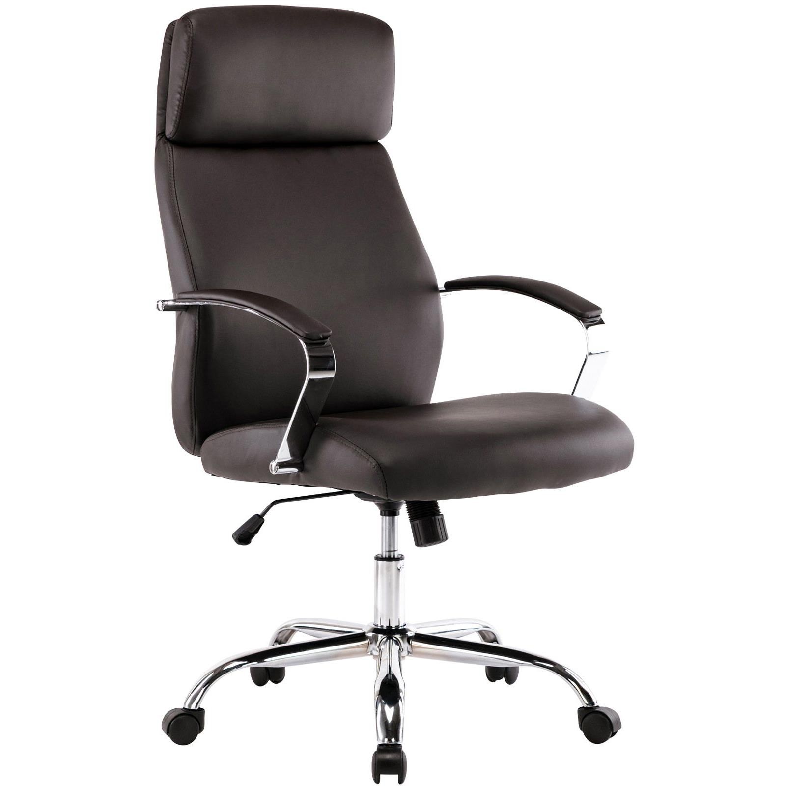 Sillón de Oficina RONDA, Muy Cómodo y Elegante, Base y Brazos Metálicos, Piel Negra