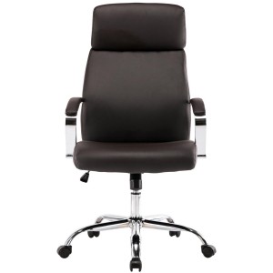 Sillón de oficina RONDA, base y brazos metálicos, piel negra