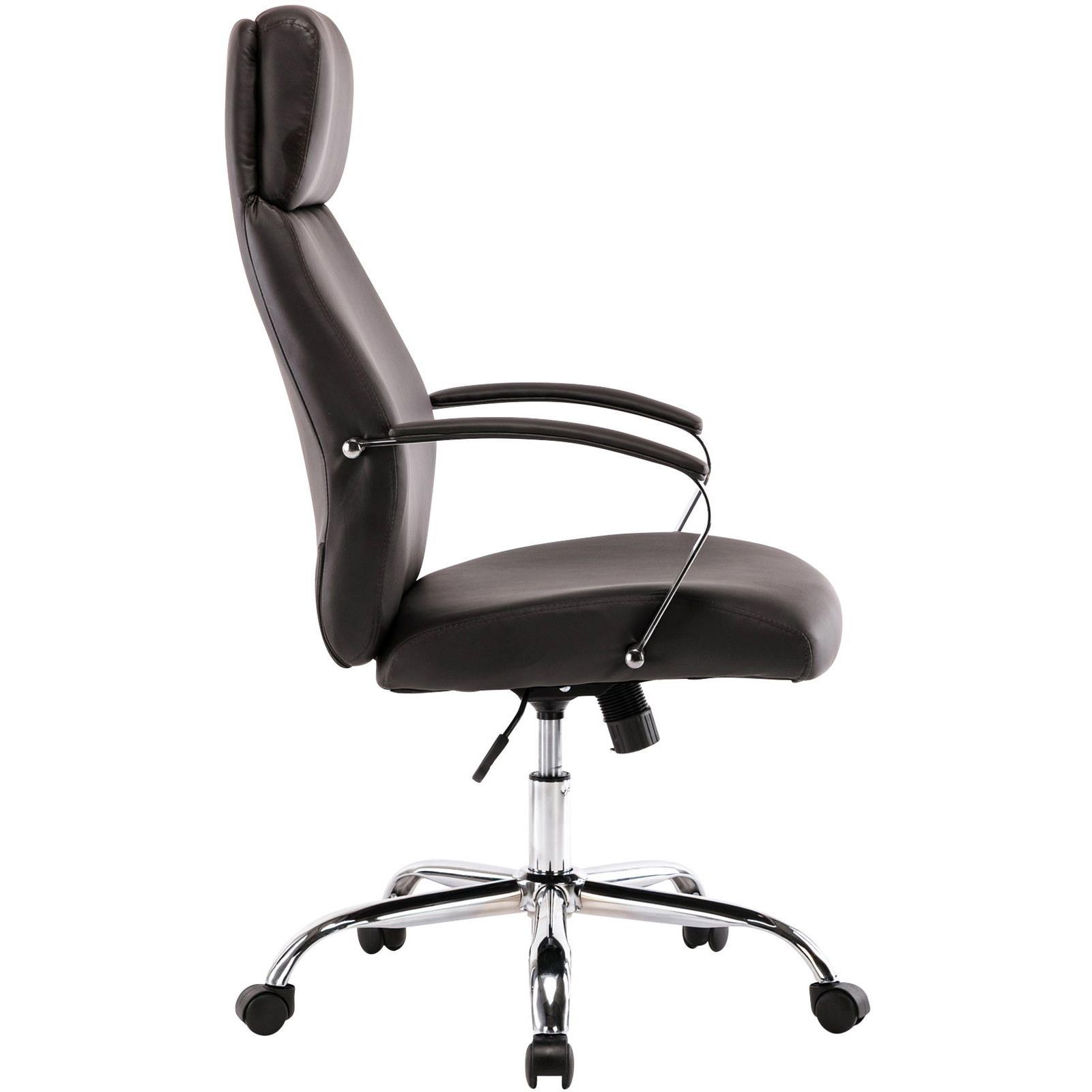 Sillón de Oficina RONDA, Muy Cómodo y Elegante, Base y Brazos Metálicos, Piel Negra