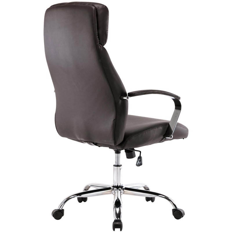 Sillón de oficina RONDA, base y brazos metálicos, piel negra