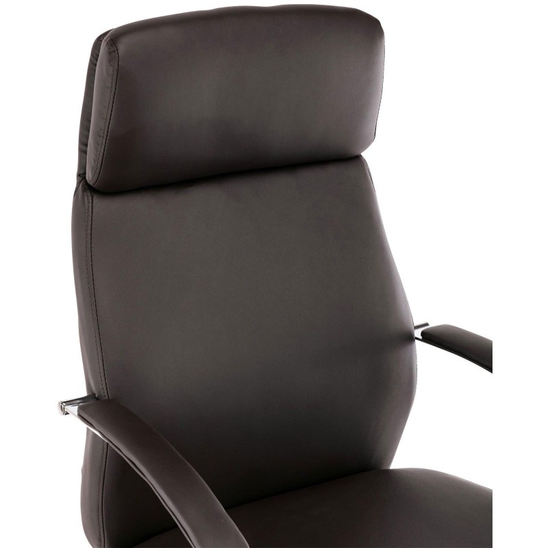 Sillón de oficina RONDA, base y brazos metálicos, piel negra