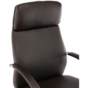 Sillón de oficina RONDA, base y brazos metálicos, piel negra