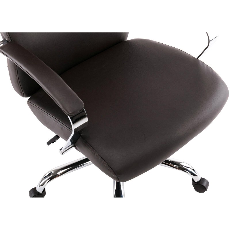Sillón de oficina RONDA, base y brazos metálicos, piel negra