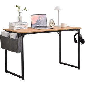 Mesa de oficina ANET, estructura metálica y superficie en madera color negro