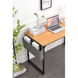 Mesa de oficina ANET, estructura metálica y superficie en madera color negro