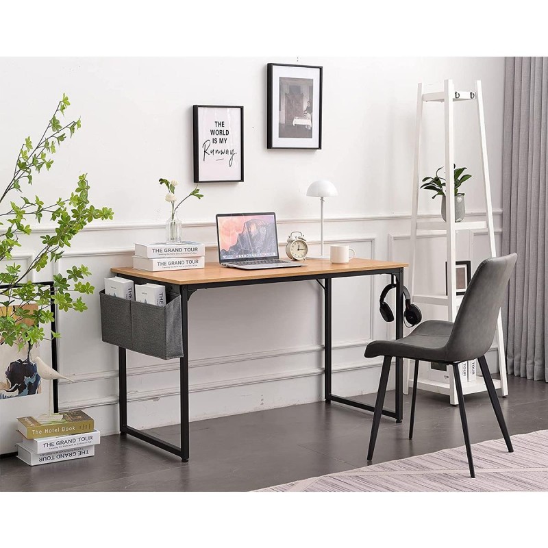 Mesa de oficina ANET, estructura metálica y superficie en madera color negro