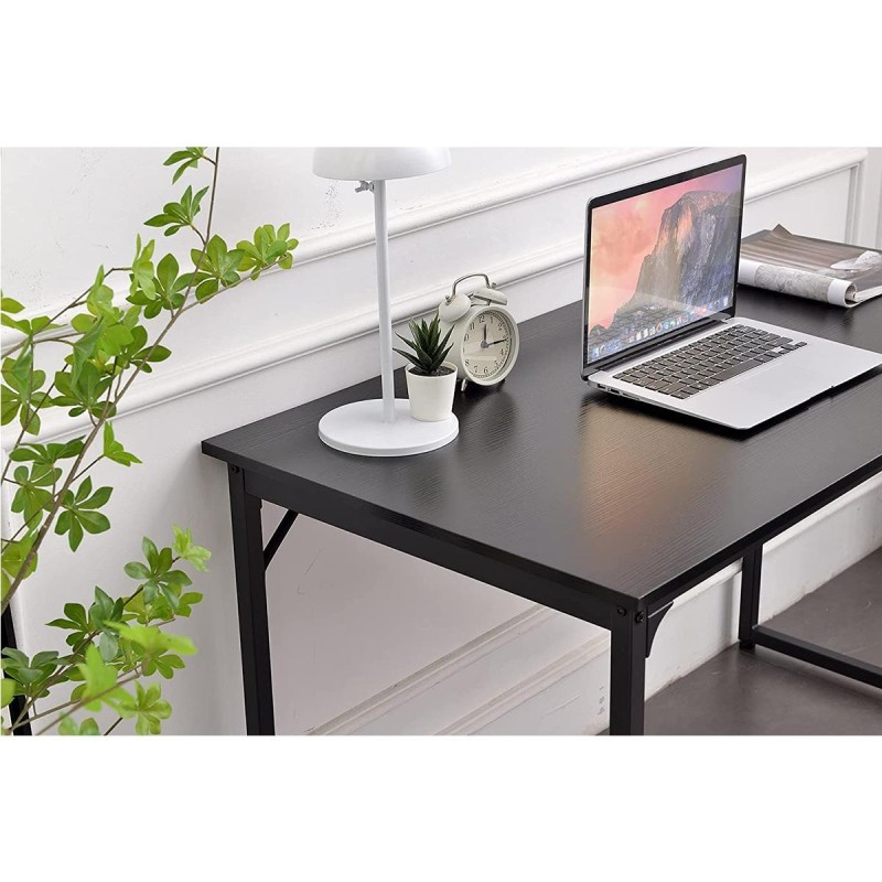 Mesa de oficina ANET, estructura metálica y superficie en madera color negro