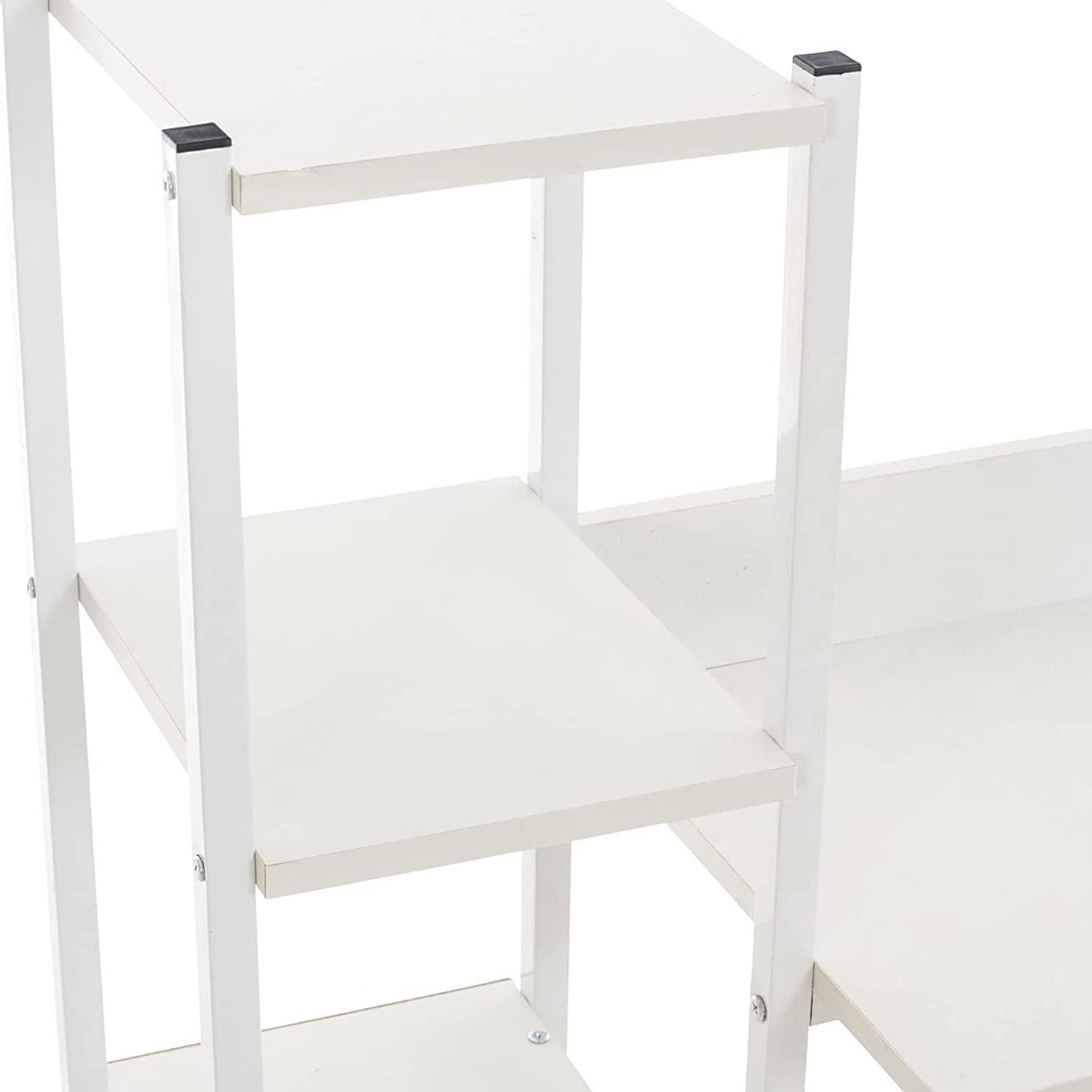 Mesa de Oficina SIDE, con Cajones y Estantes, 124x40x111 cm, en Metal y Madera color Negro