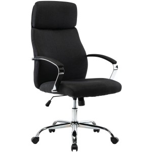 Sillón de oficina RONDA TELA, base y brazos metálicos, negro