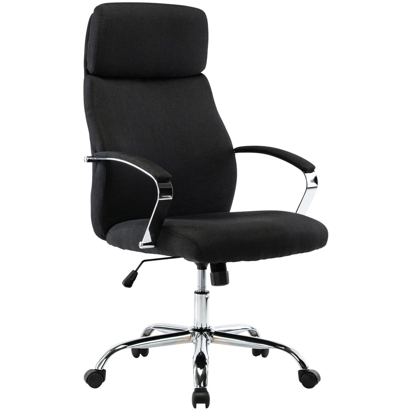 Sillón de Oficina RONDA TELA, Muy Cómodo y Elegante, Base y Brazos Metálicos, Negro
