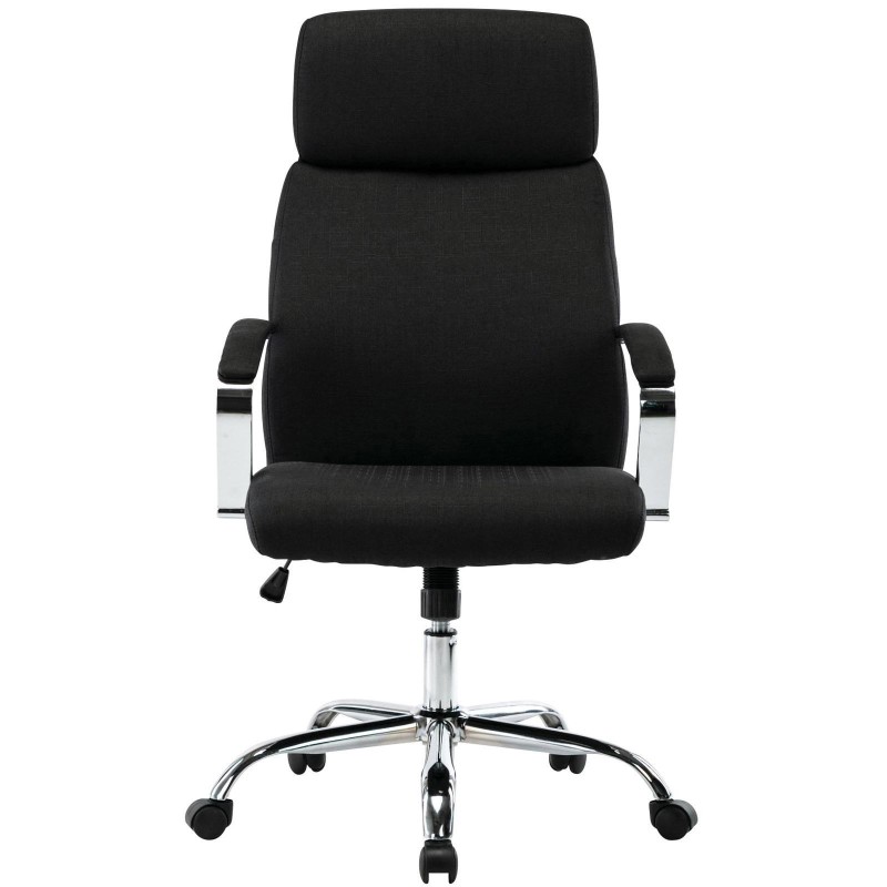 Sillón de oficina RONDA TELA, base y brazos metálicos, negro