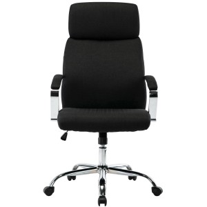 Sillón de oficina RONDA TELA, base y brazos metálicos, negro