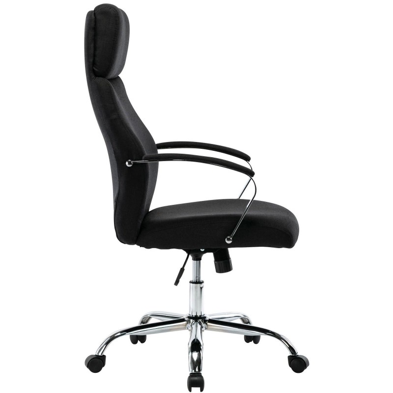 Sillón de oficina RONDA TELA, base y brazos metálicos, negro
