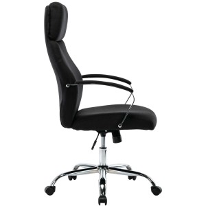 Sillón de oficina RONDA TELA, base y brazos metálicos, negro