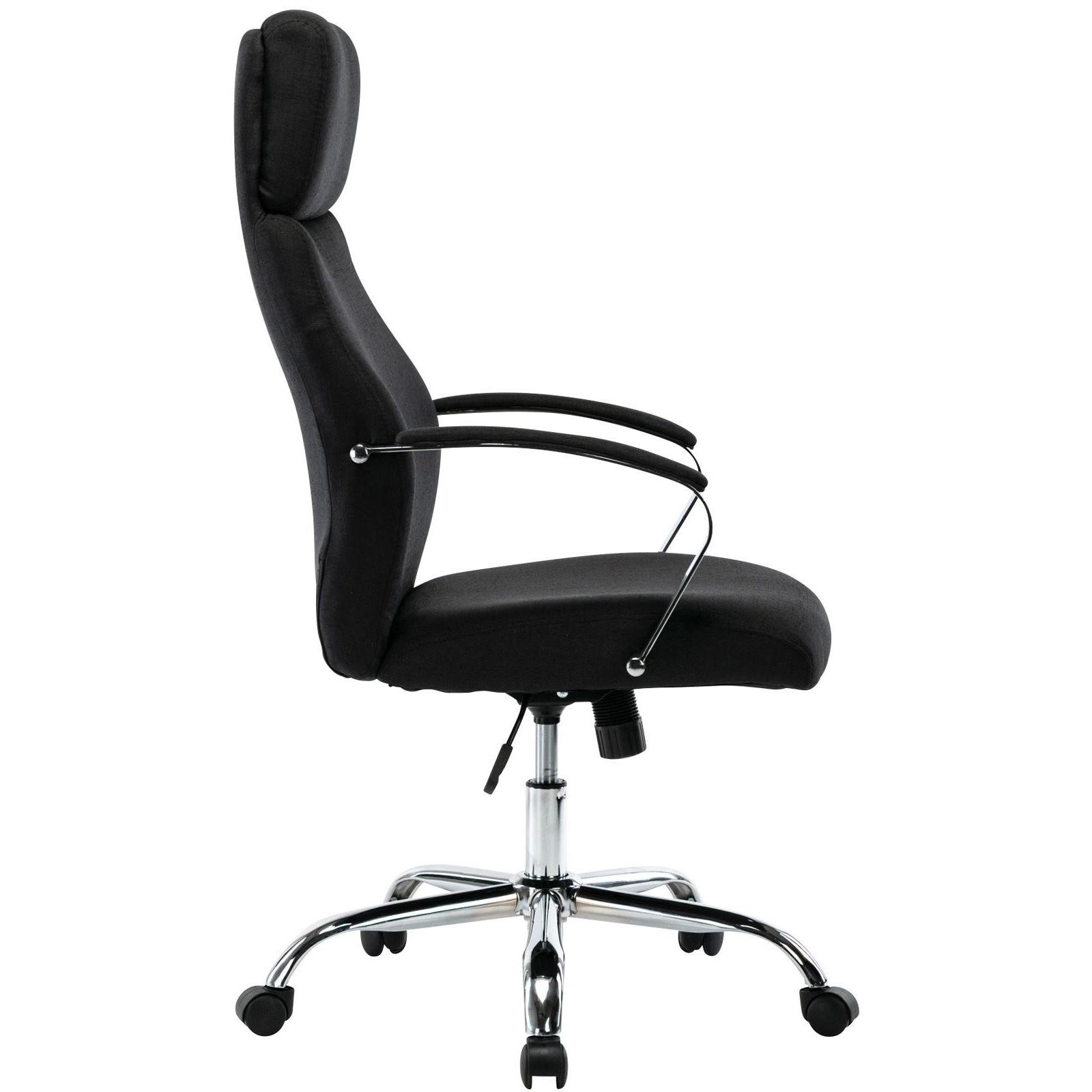 Sillón de Oficina RONDA TELA, Muy Cómodo y Elegante, Base y Brazos Metálicos, Negro