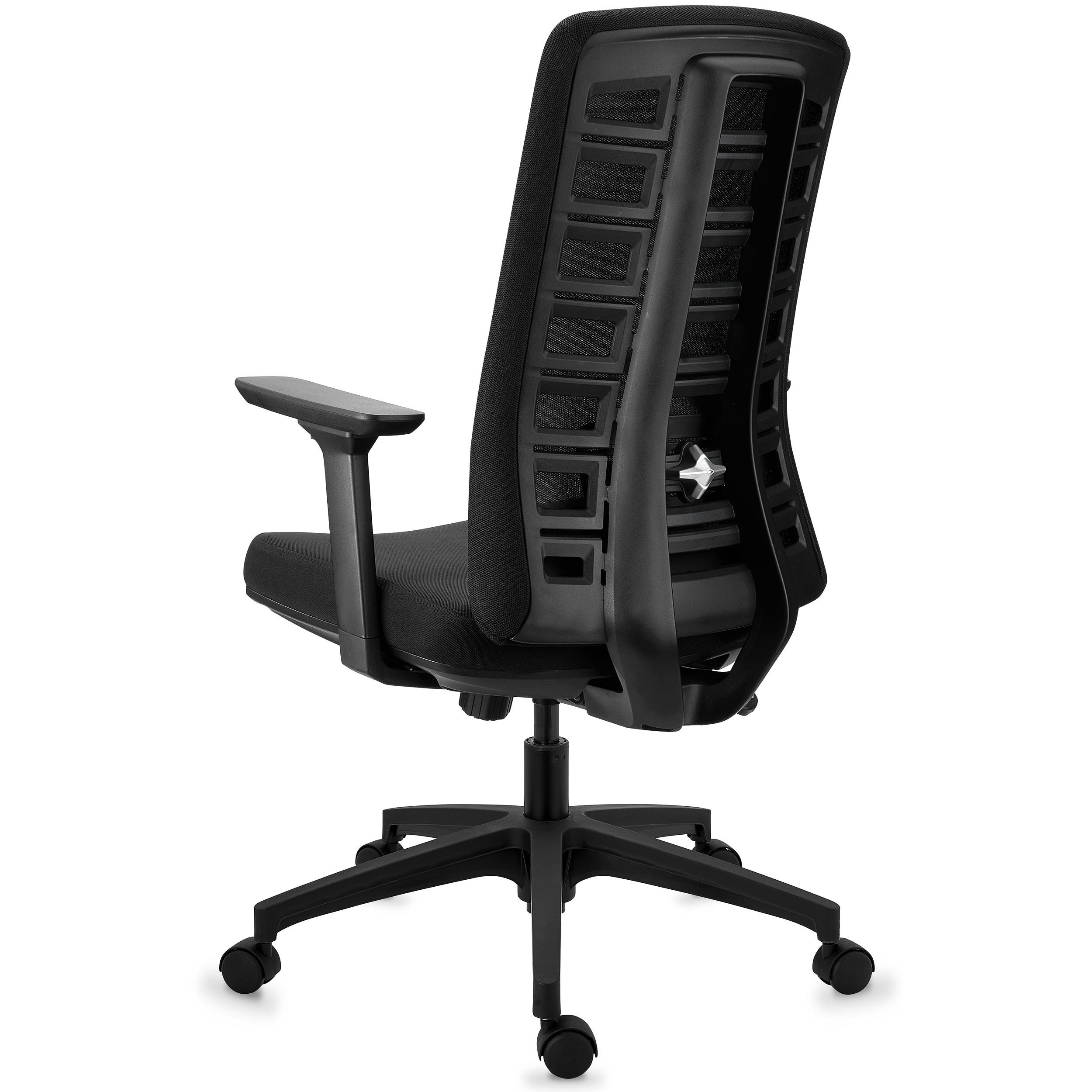 Silla de Oficina MAYESTIC, Respaldo Exclusivo Diseño, Brazos Ajuste 3D, En Negro