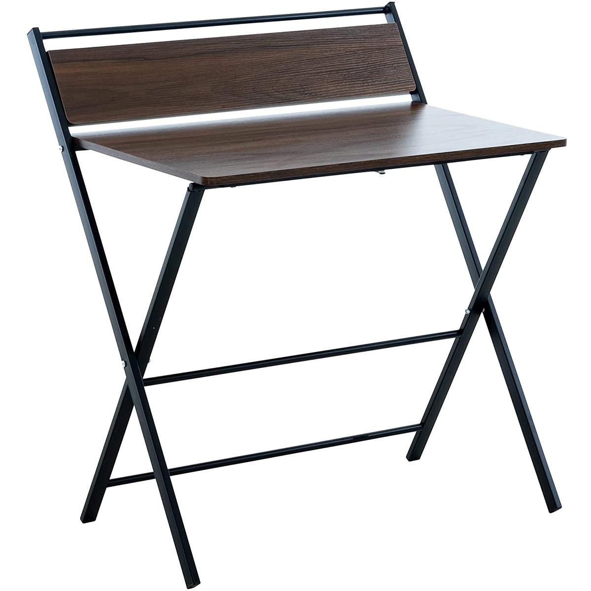 Escritorio Plegable FORBY, Dimensiones 84x62x93 cm, en Metal y Madera color Nogal